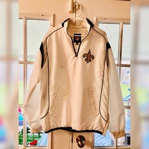 NFL New Orleans Saints Football 1/4 Zip Windbreaker with Side Zipper Medium